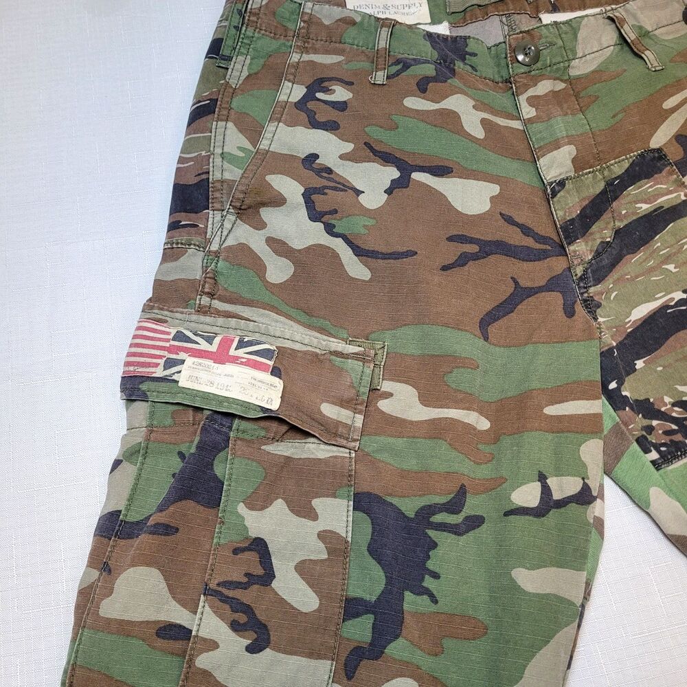 Ralph Lauren DENIM & SUPPLY Flag Tiger Camo Cargo Paratrooper Pants Men's 32X30 - Picture 3 of 16